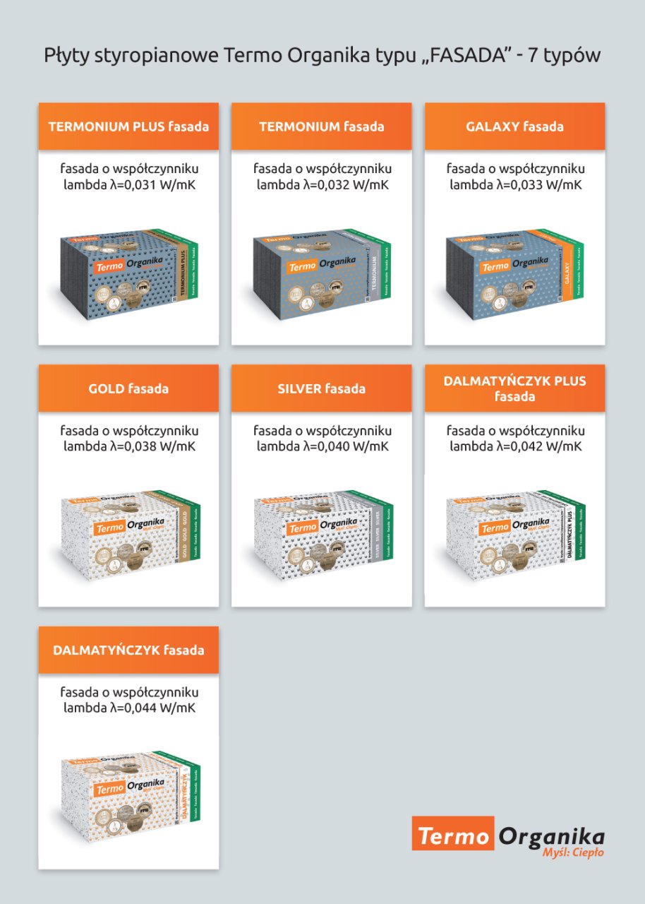 Płyty styropianowe Termo Organika typu "FASADA"