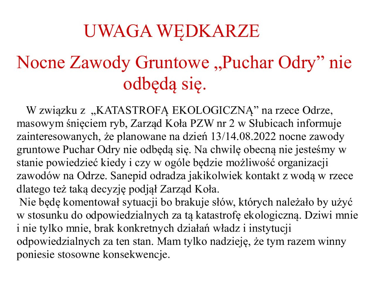 pzw komunikat odra